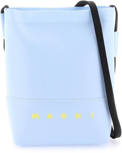 Marni Beschichtete Crossbody -Tasche mit Leinwand - Blau