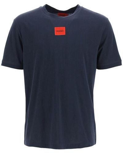HUGO T-Shirt mit -Logo-Patch - Blau