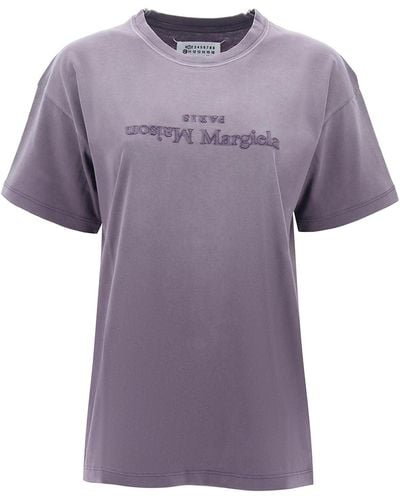 Maison Margiela "Reverse Logo besticktes T -Shirt mit - Lila