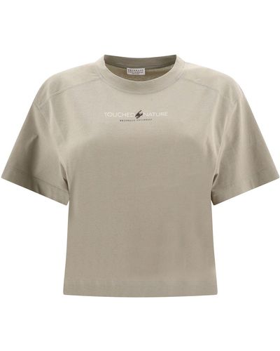 Brunello Cucinelli "Natur" gekürztes T -Shirt - Weiß