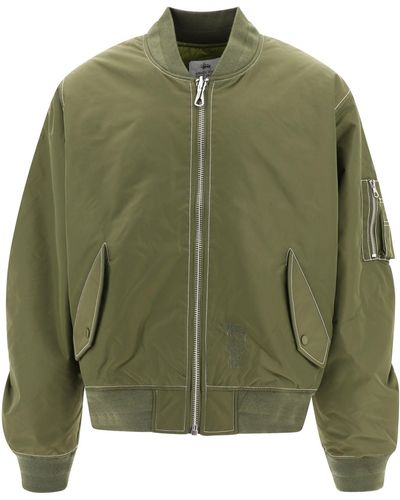 Stussy "gebouwd" Omkeerbare Bomberjack - Groen