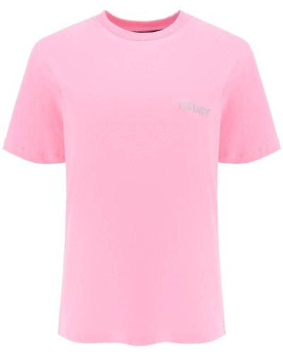 ROTATE BIRGER CHRISTENSEN Drehen Sie kristallgeschnittenes T -Shirt aus - Pink