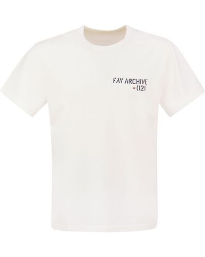Fay Crew Neck T Shirt With Logo - White