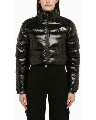 The North Face Glossy Cropped Nylon Down Jacket - Black