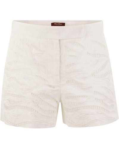 Max Mara Studio Edmond Borded Cotton Shorts - Blanco