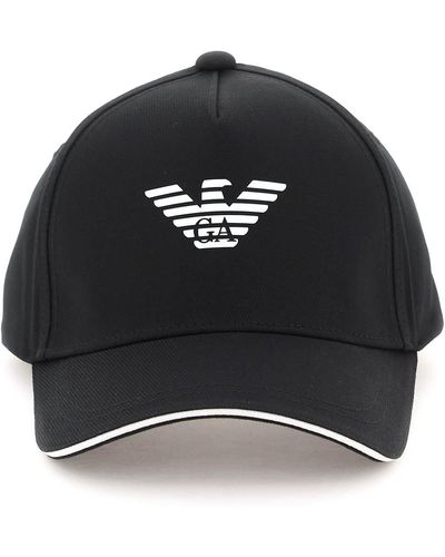 Emporio Armani Baseballmütze mit Logo aus schwarzer Baumwolle