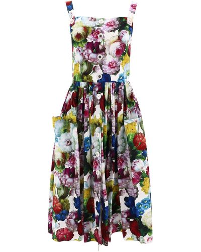 Dolce & Gabbana Dress With Nocturnal Flower Print - White