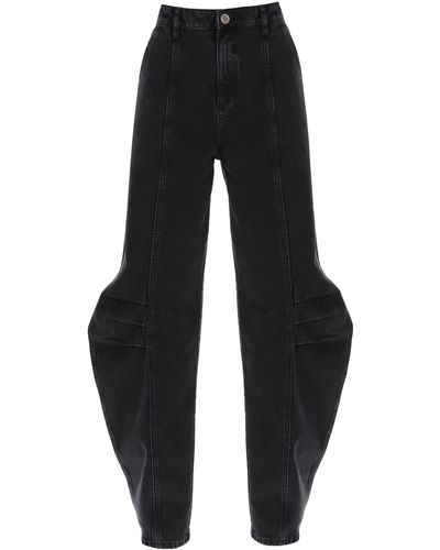 ROTATE BIRGER CHRISTENSEN Jeans Baggy Con Gamba Curva - Nero