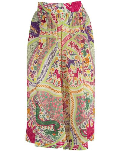 Etro Tiger And Water Lily Cotton Skirt - White