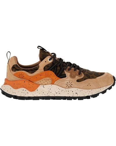 Flower Mountain Yamano 3 Sneakers In Suede And Technical Fabric - Brown