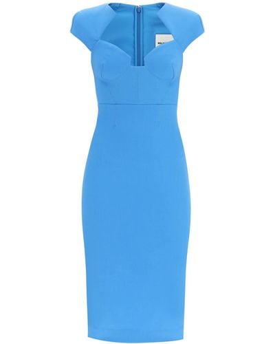 Roland Mouret Cap Sleeve Midi Kleid - Blau