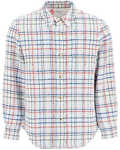 Thom Browne Giacca A Camicia In Tweed Vichy Multicolore - Bianco