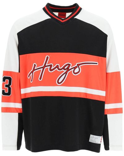 HUGO Dalado Mesh Hockey Sweatshirt - Rood