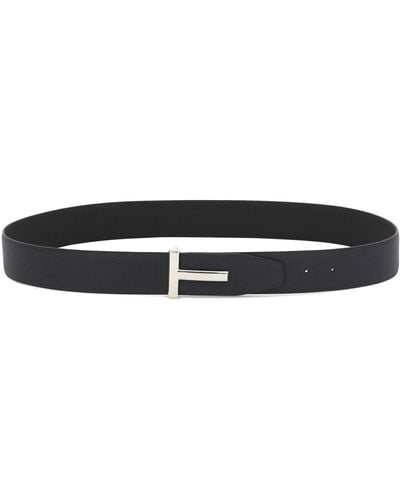 Tom Ford "t Icon" Reversible Belt - White