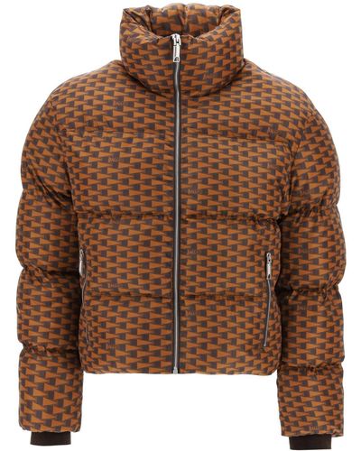 Bally Short Puffer Jacket With Pennant Motif - Brown