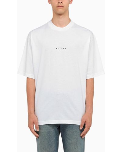 Marni White Oversize T -Shirt mit Logo - Weiß