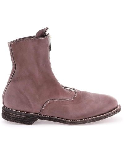 Guidi Front Zip Leather Ankle Boots - Purple