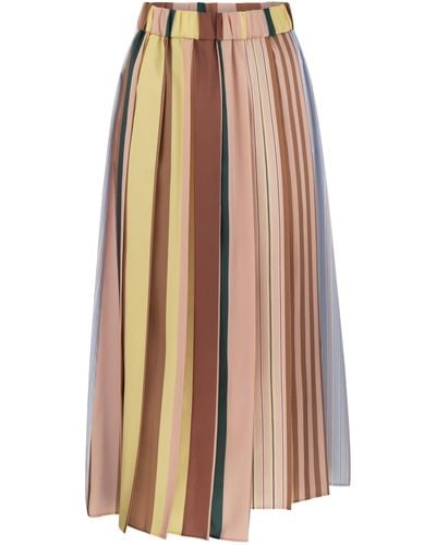 Weekend by Maxmara Fagus - Pleated Skirt In Printed Twill - Brown