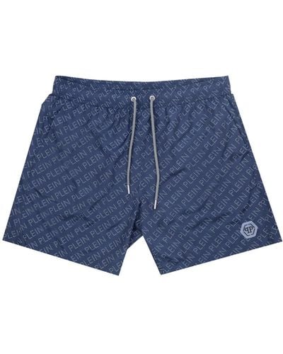 Philipp Plein CUPP13 M0185 Navy Blue Swim Shorts - Blau
