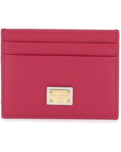 Dolce & Gabbana Porta Carte In Pelle Dauphine - Rosa