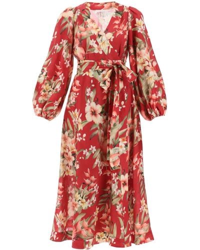 Zimmermann Lexi Wrap -Kleid mit Blumenmuster - Rot