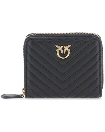 Pinko Portafoglio Zip Around In Pelle Chevron - Nero