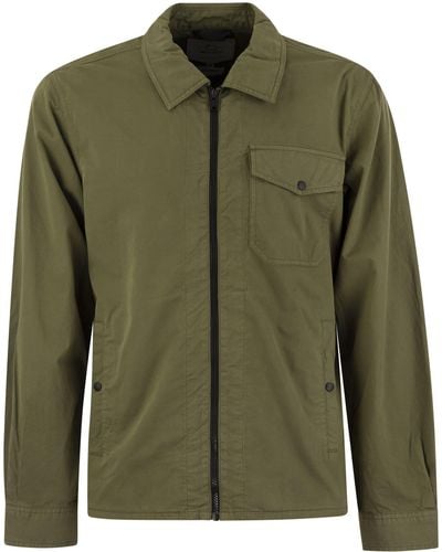 Woolrich Kleidungsstück gefärbte Hemdjacke in reiner Baumwolle - Grün