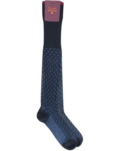Gallo Pattered Cotton Long Socks - Blauw