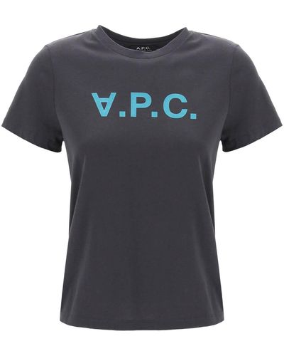 A.P.C. T -Shirt mit flockendem VPC -Logo - Schwarz