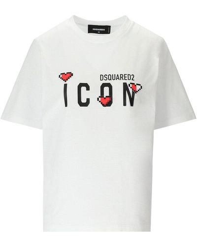 DSquared² Icon Game Minnaar Eenvoudig Wit T -shirt