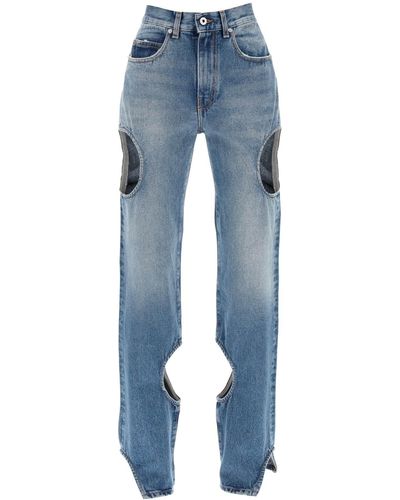 Off-White c/o Virgil Abloh Des jeans coupés de météore blanc - Bleu