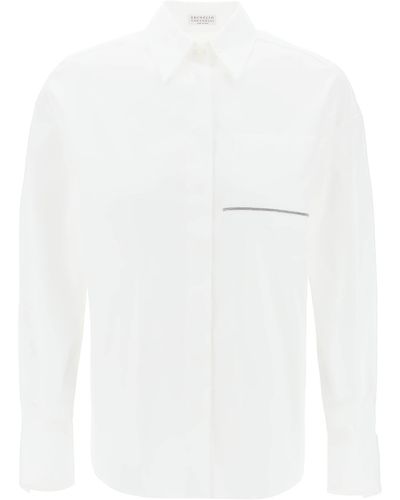 Brunello Cucinelli "Hemd mit Juwelendetails auf dem - Weiß
