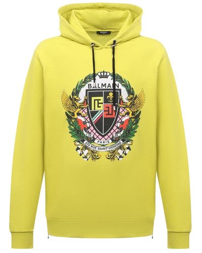 Balmain Logo Sweatshirt mit Kapuze - Gelb