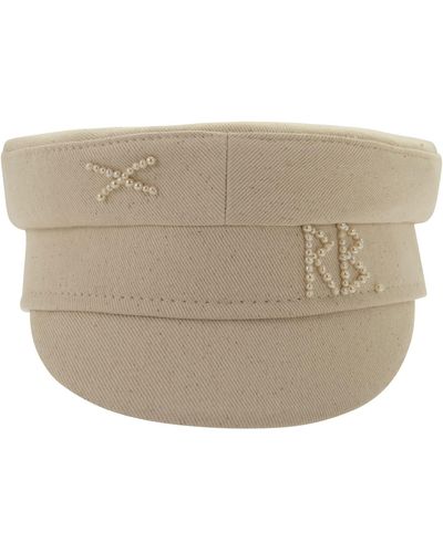 Ruslan Baginskiy Pearls abbellito Baker Boy Cap - Grigio