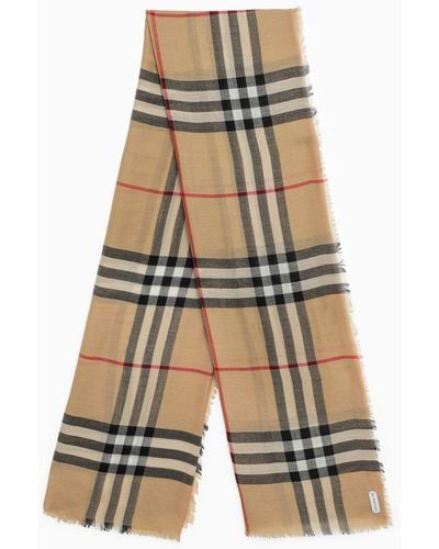 Burberry Scarf With Check Pattern - Natural