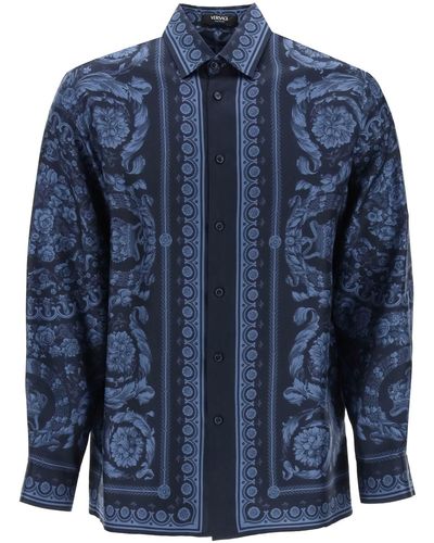 Versace Barocco Silk Shirt - Bleu