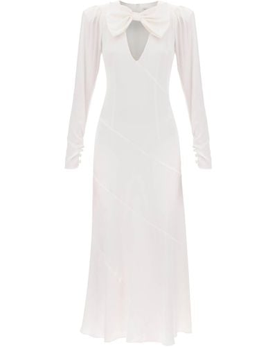 Alessandra Rich Long Dress In Silk Satin - Wit