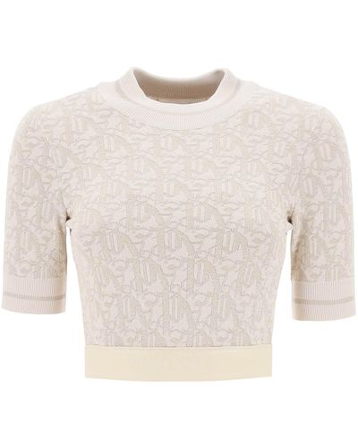 Palm Angels Monogramme cuit en tricot Lurex - Blanc