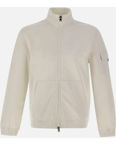 Woolrich Sweat-shirt à zip en coton en coton extra clair, blanc laiteux