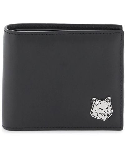 Maison Kitsuné Fox Head Bi Fold Wallet - Negro