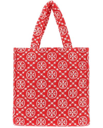 Tory Burch T Monogramm Terry Tote -tasche - Rood