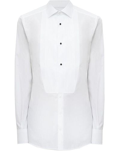 Dolce & Gabbana Katoen En Zijden Hemd - Wit