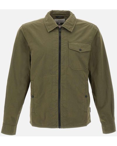 Woolrich Militärgrüne Overshirt-Jacke Aus Gabardine-Baumwolle