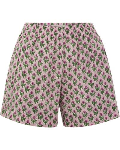 Mc2 Saint Barth Meave Cotton Shorts Met Bloemenpatroon - Roze