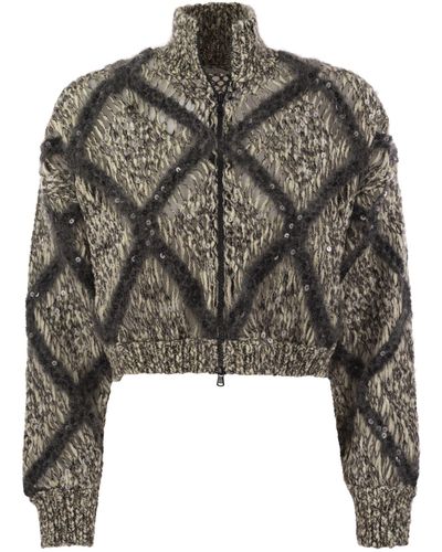 Brunello Cucinelli Knitted Wool Blend Cardigan - Black