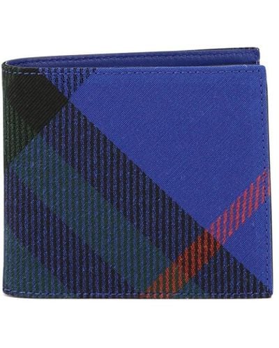 Burberry Controlla il portafoglio bifold - Blu