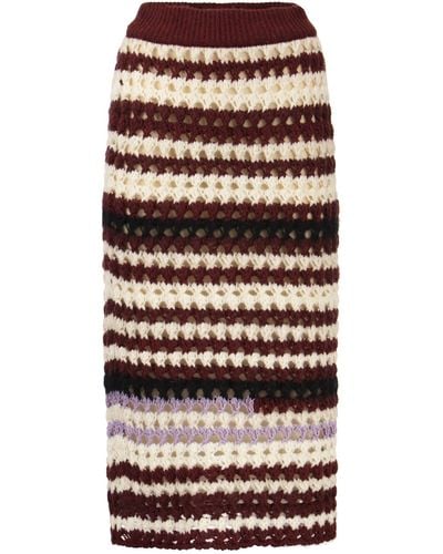 Marni Falda de crochet de mezcla de lana a rayas - Multicolor