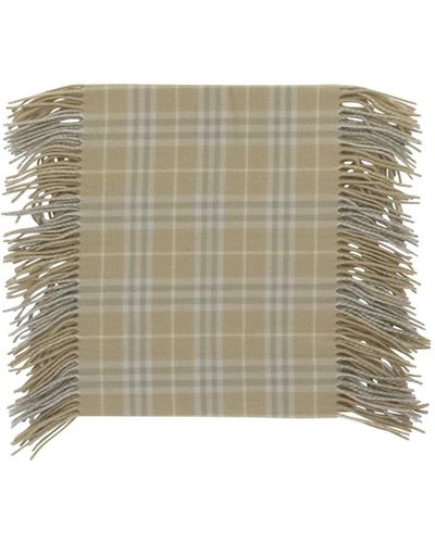 Burberry Écharpe à franges en cachemire chèque - Neutre