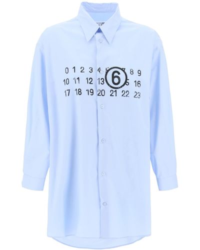 MM6 by Maison Martin Margiela Hemdkleid mit numerischem Logo - Blau