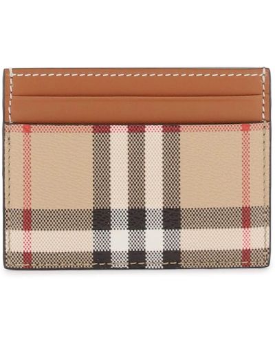 Burberry Check Motif Credit Card Case - Brown